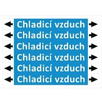 Značení potrubí ISO 20560, chladicí vzduch, 350 × 52 mm,bílá / modrá